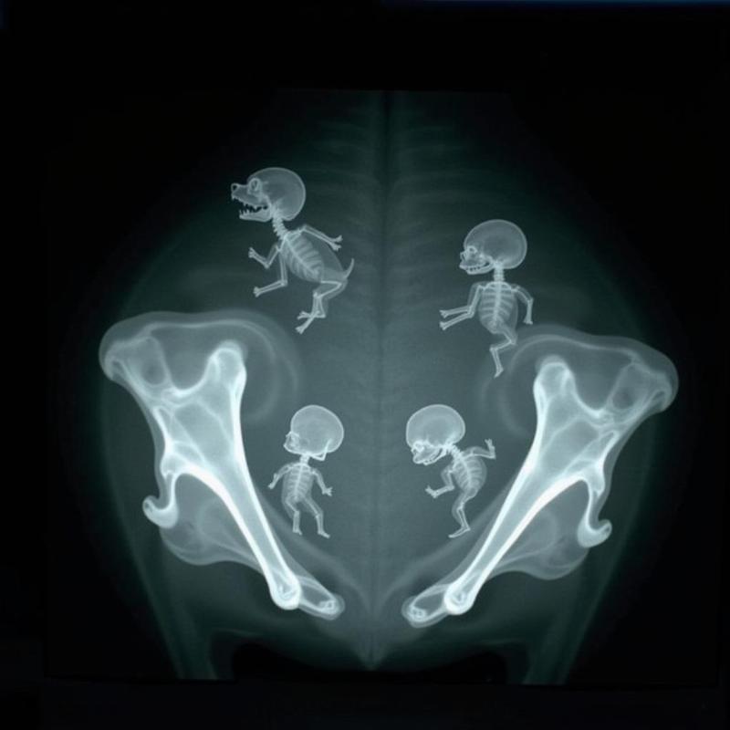 45 Day Pregnant Dog X-ray Image