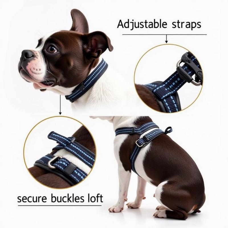 Adjustable dog harness for Boston Terrier