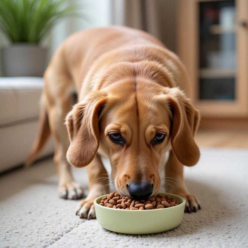 Adult Dog Eating Kibble