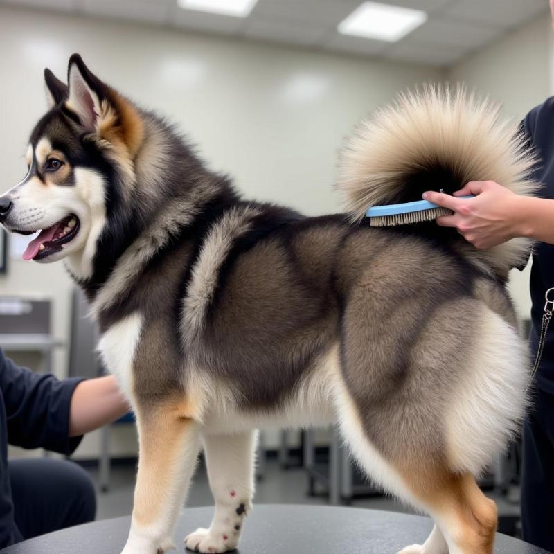 Grooming an Alaskan Malamute