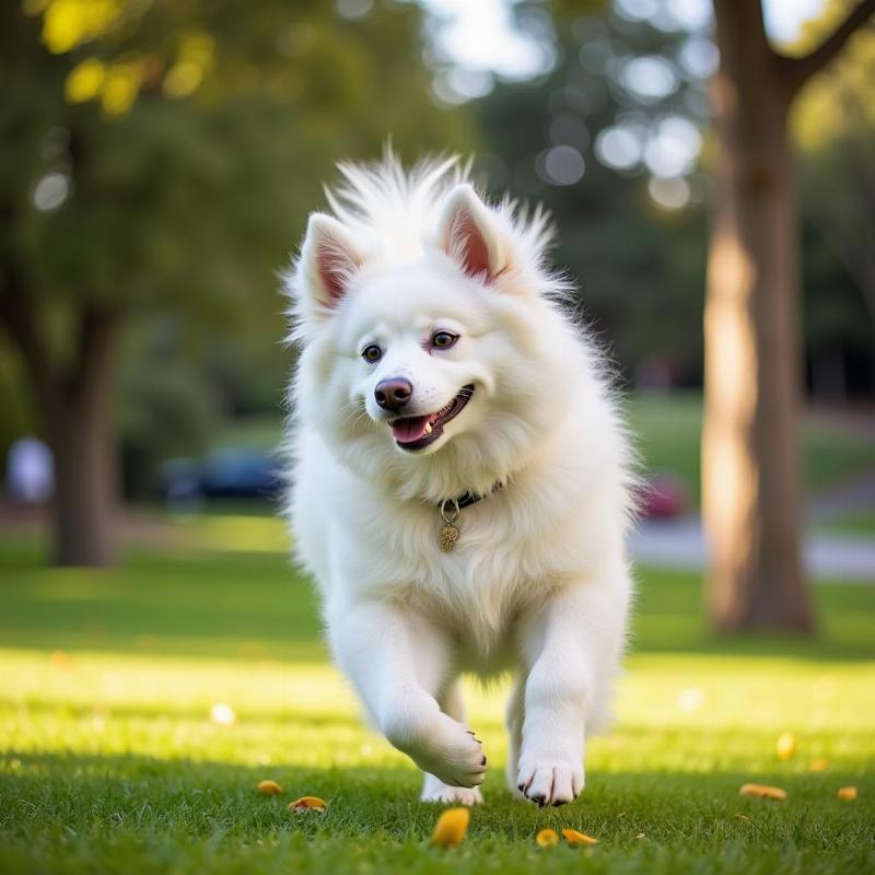 American Eskimo Dog Playing in California