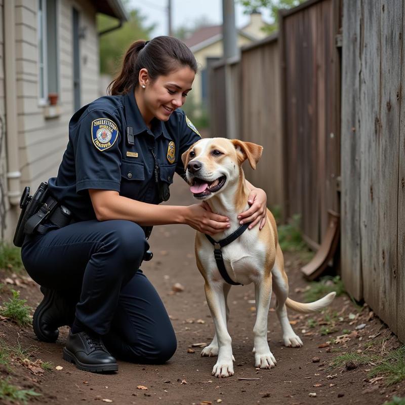 Animal Control Officer Rescuing a Dog