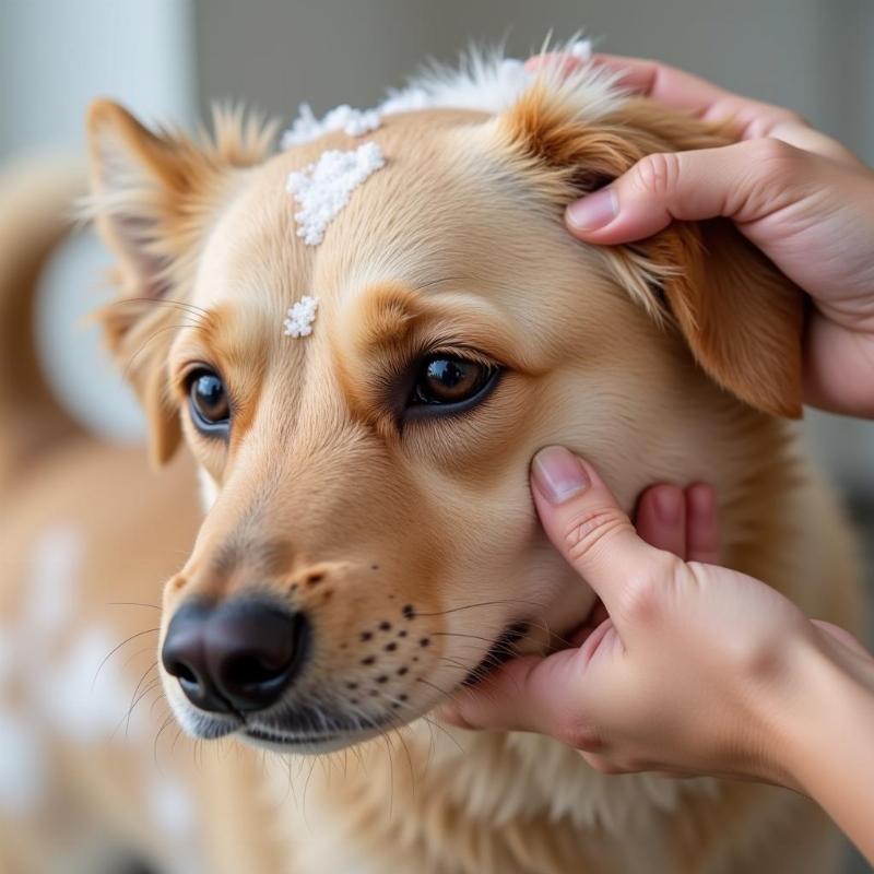 Applying Dry Shampoo to a Dog