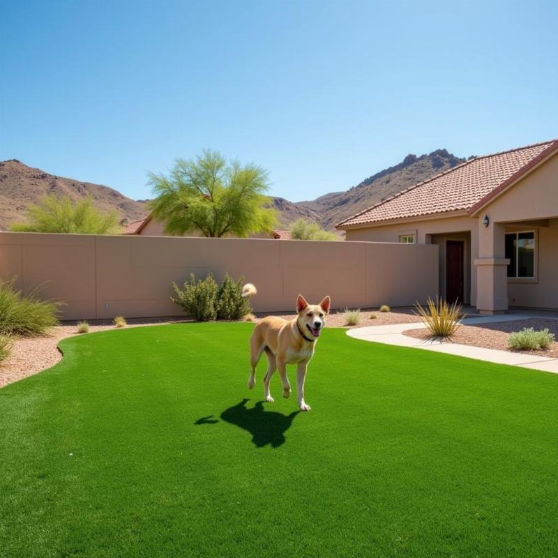 Artificial grass for dogs in an Arizona landscape