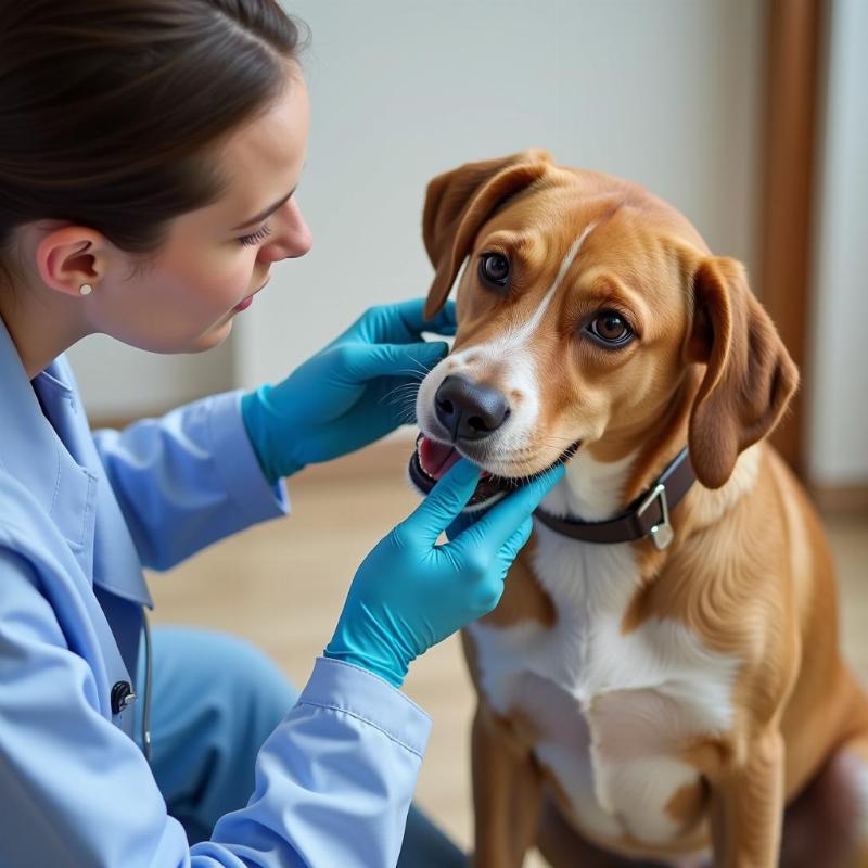 Veterinarian Examining a Dog