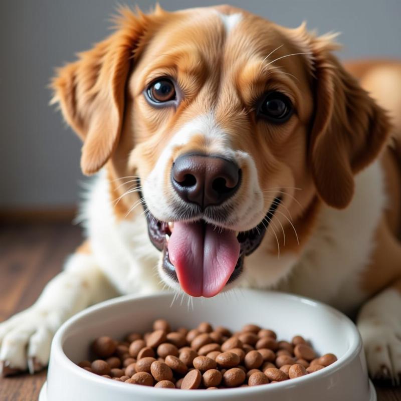 A Happy Dog Enjoying a Meal