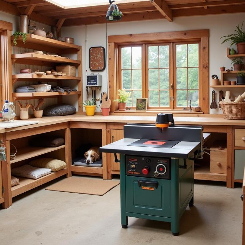 Bench Dog Protop Router Table in a Dog-Friendly Workshop