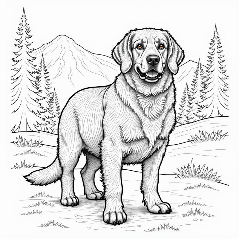 Bernese Mountain Dog detailed coloring page