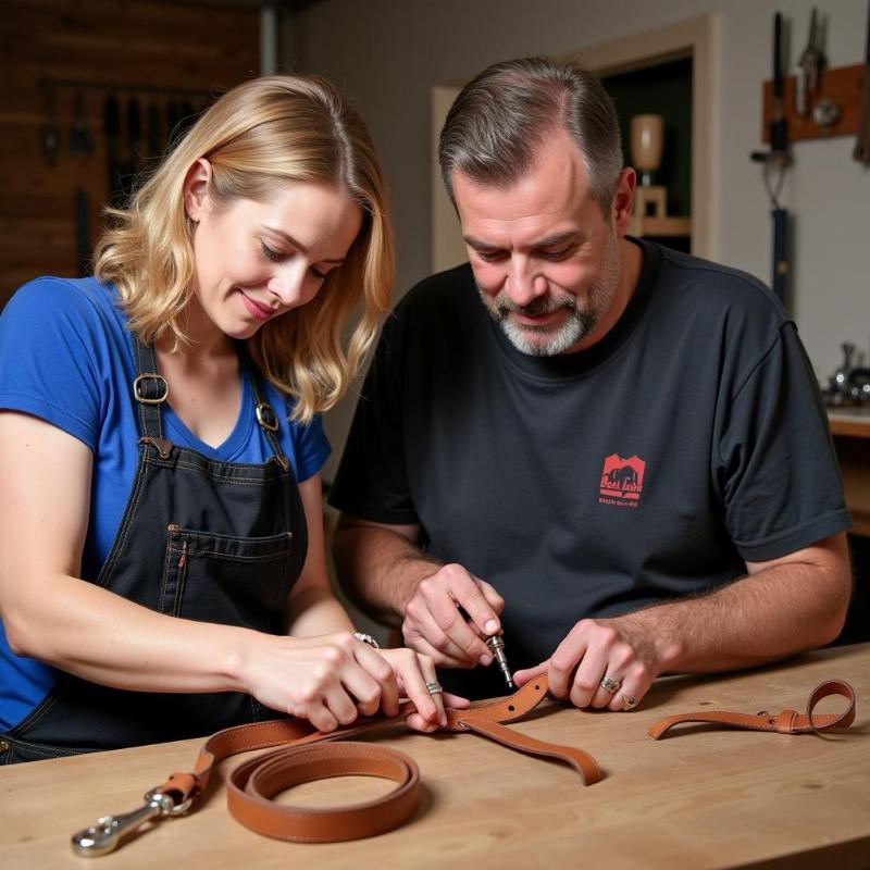 Bob and Nina Crafting Dog Leashes