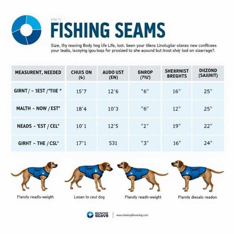 Body Glove Life Vest Size Chart for Dogs