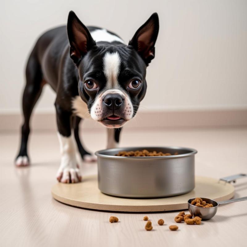 Boston Terrier Eating Measured Food