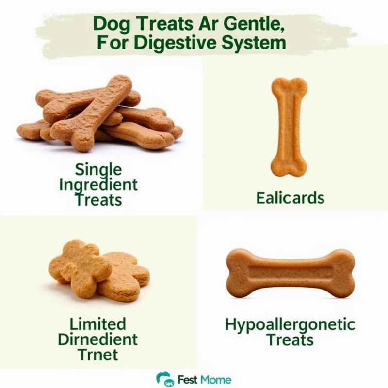 Various types of treats suitable for dogs with sensitive stomachs