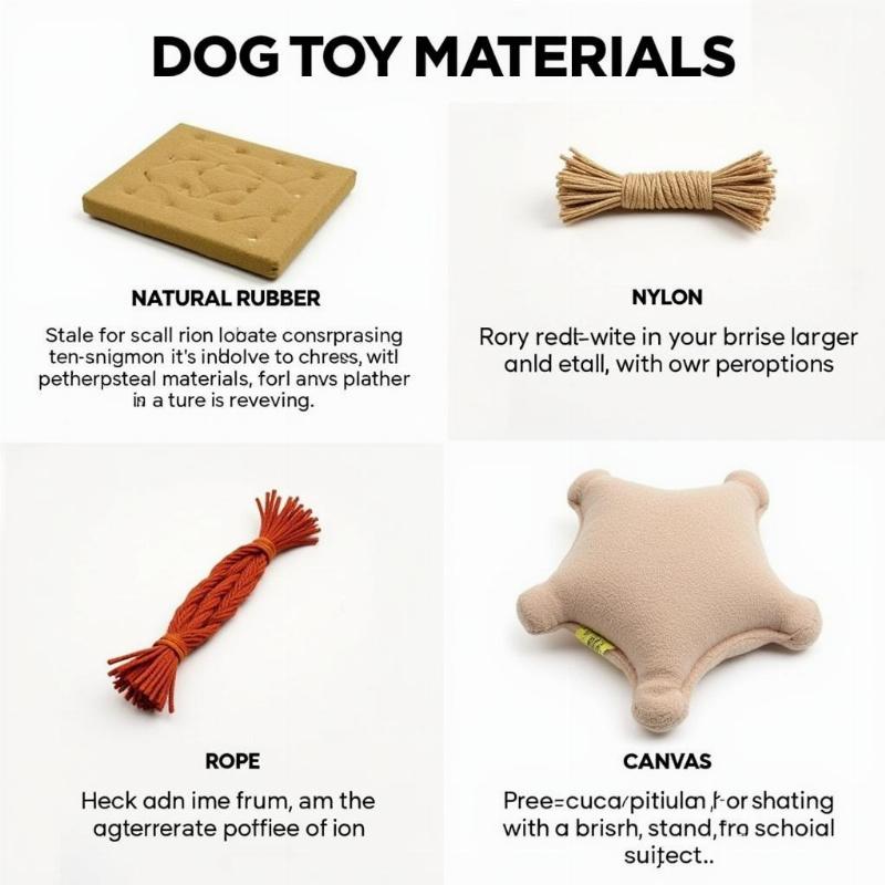 Different types of materials used to make dog toys