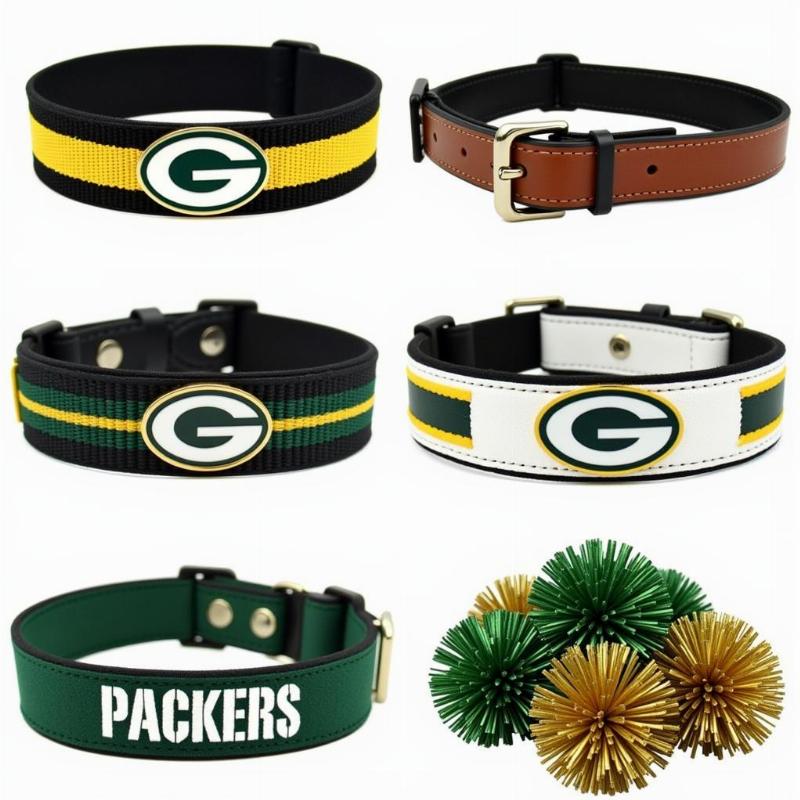 Different types of Green Bay Packer dog collars