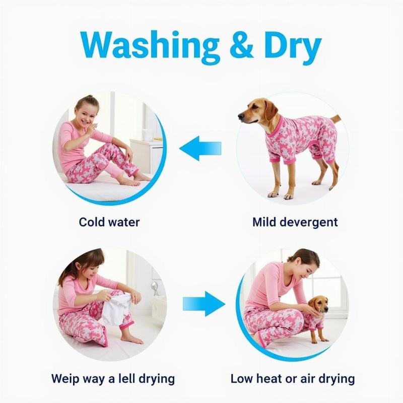 Washing instructions for human and dog pajamas