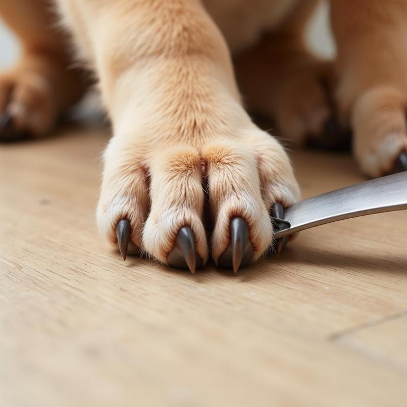 Dog's trimmed nails to prevent scratching from dry skin