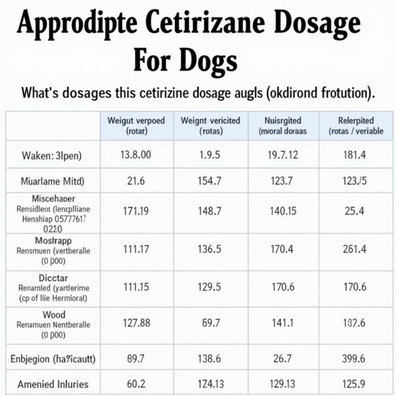 Cetirizine Dosage Chart for Dogs by Weight