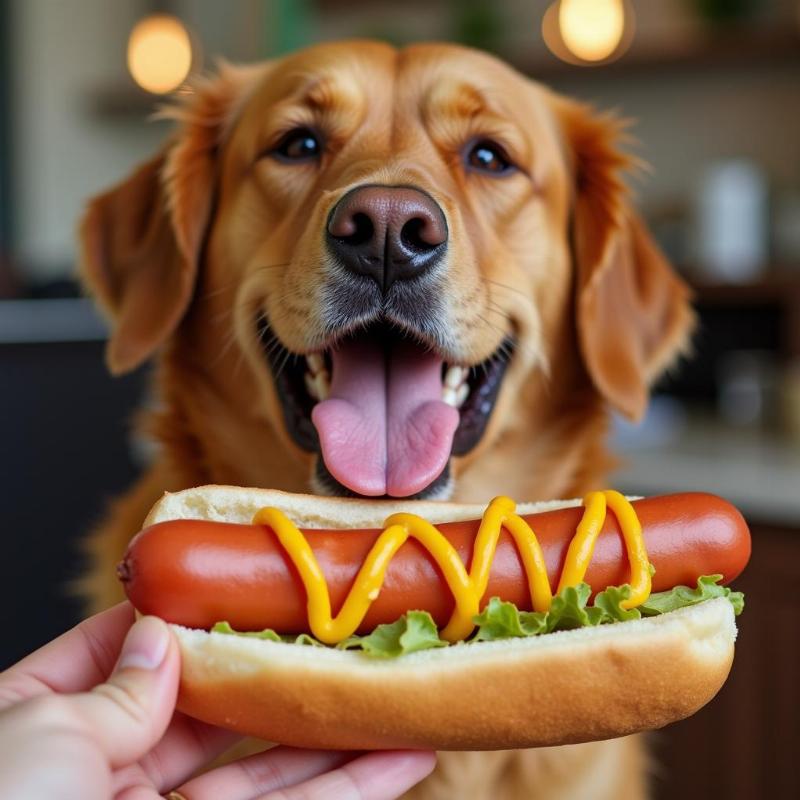 Dog enjoying a piece of whole wheat bun