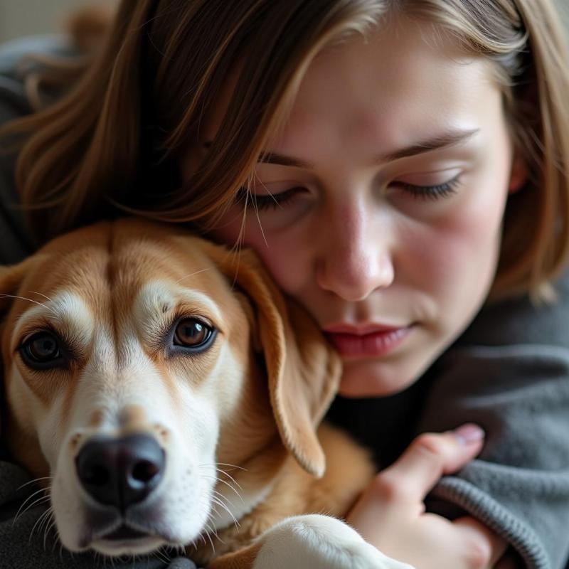 Dog Comforting Owner