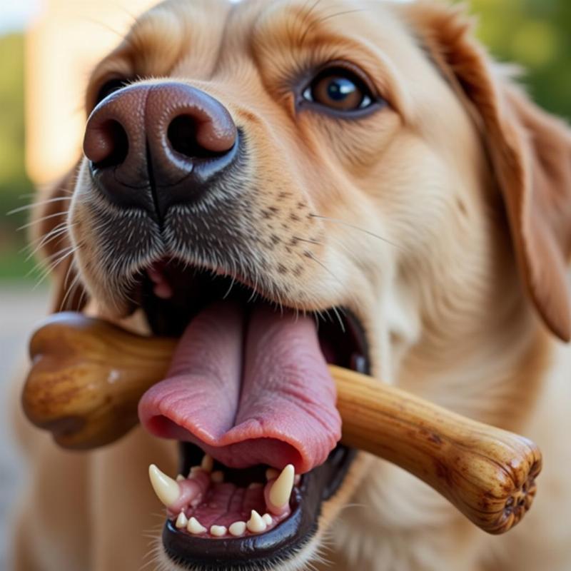 Dog with bone stuck in its throat