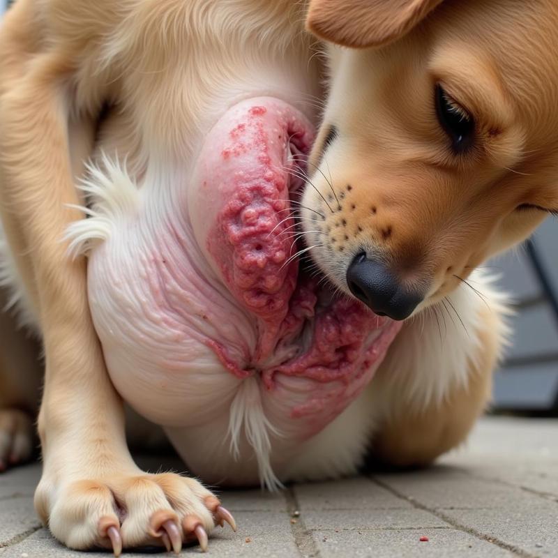 Dog with genital infection