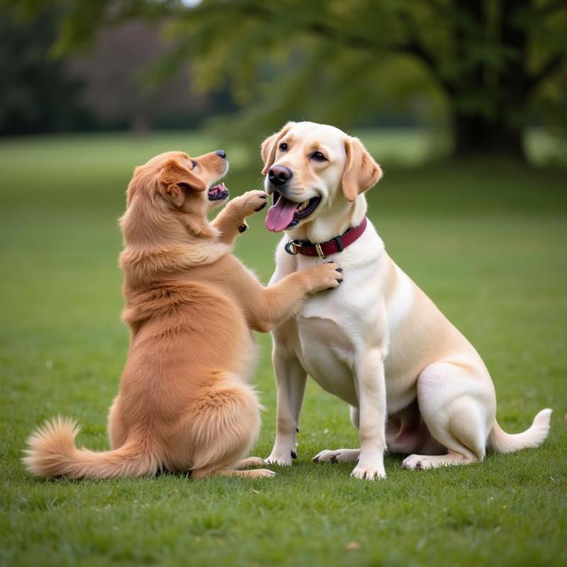 Dogs playing together