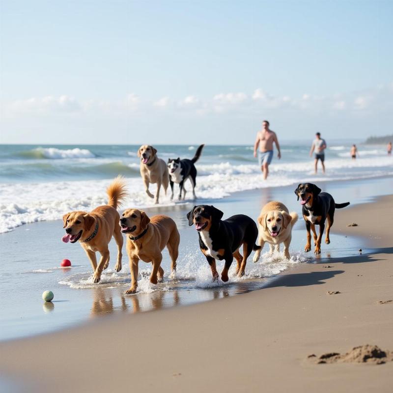 Dogs Playing on NC Beaches