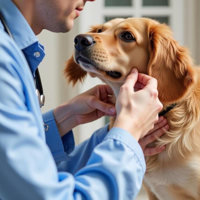 Dog being examined for parasites