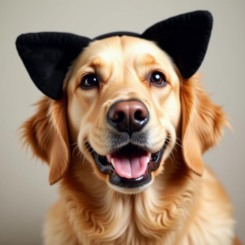 Dog wearing cat ears