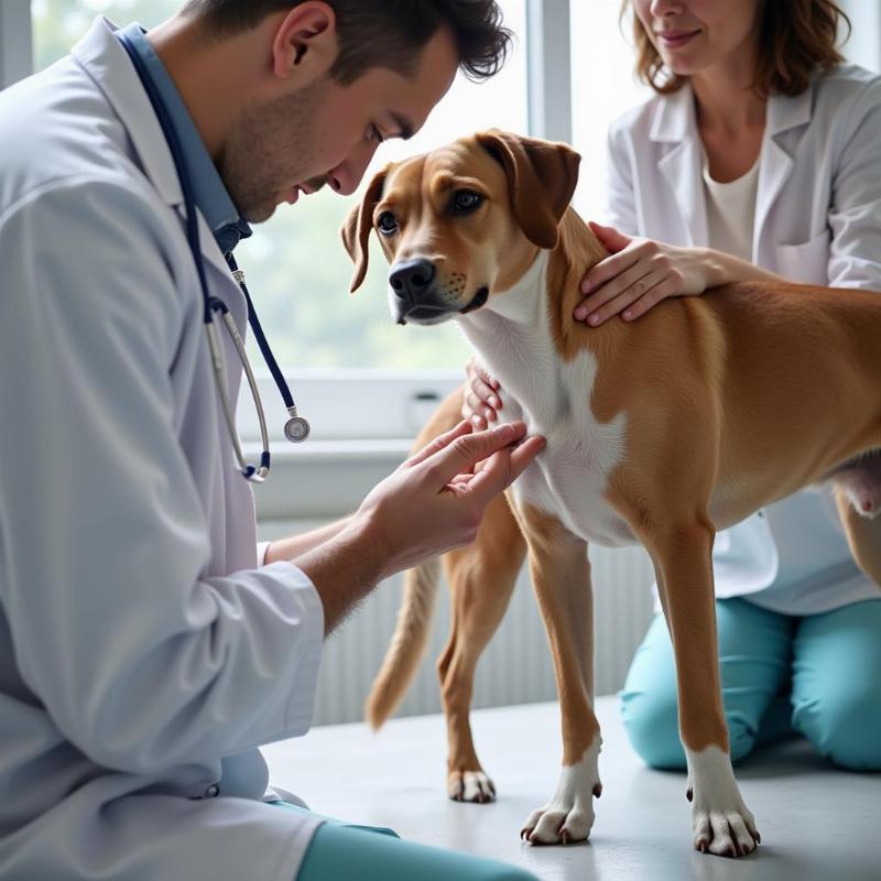 Dog Receiving a Joint Examination