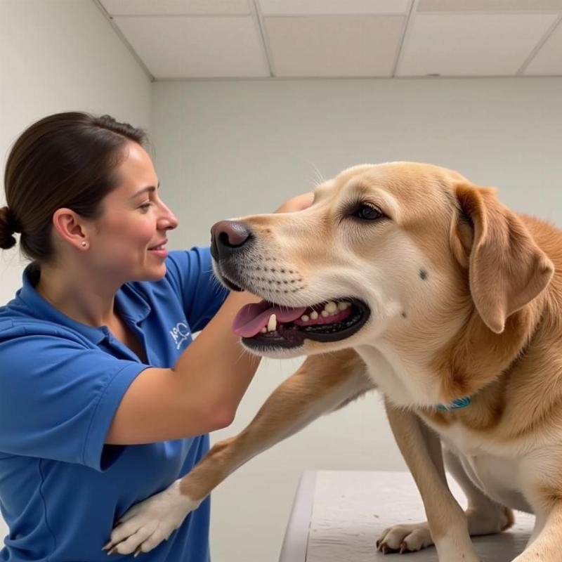 Senior dog undergoing physical therapy