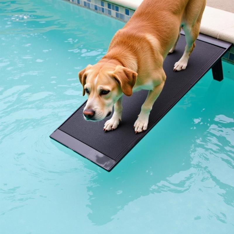 Dog Entering and Exiting Pool Safely