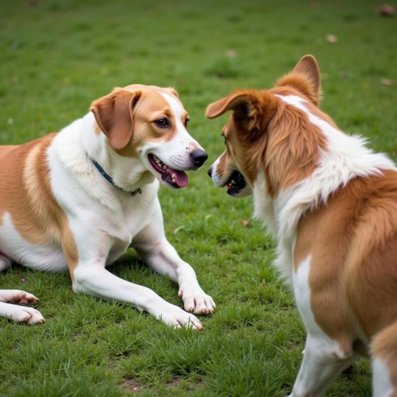 Dog Lying Down When Meeting Another Dog - Appeasement