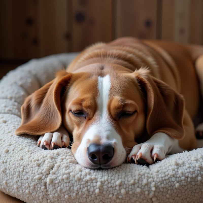 Dog sleeping soundly through the night