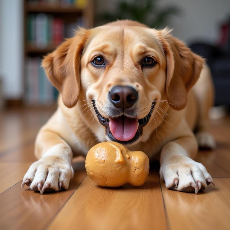 Dog chewing on a safe alternative toy