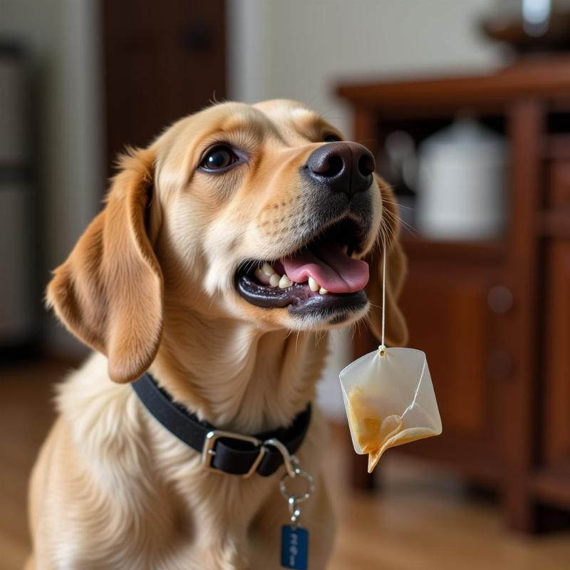 Dog Swallowing Tea Bag