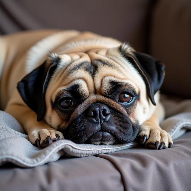 Senior Dog Resting on a Sofa