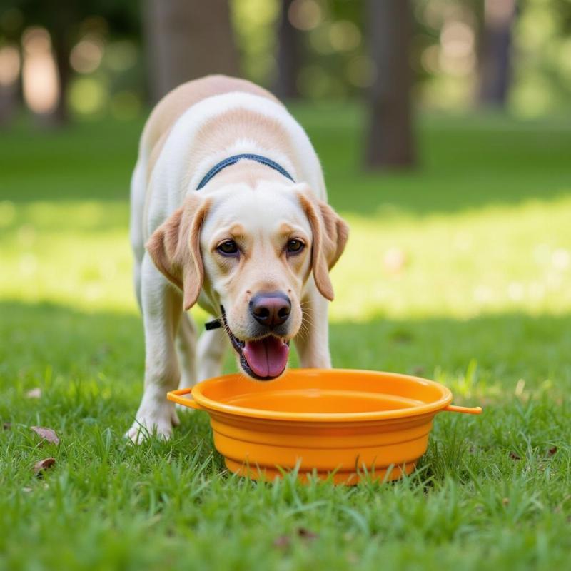 Dog Drinking Water Outdoors