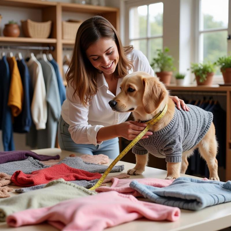 Choosing sweater sizes for dog and owner