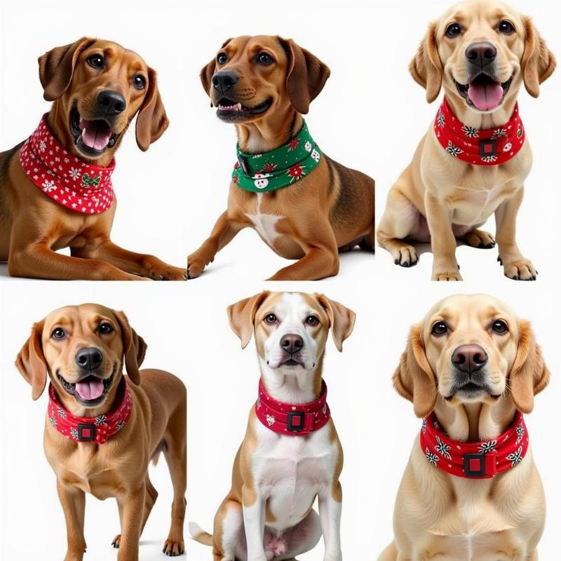 Different styles of Christmas dog collars