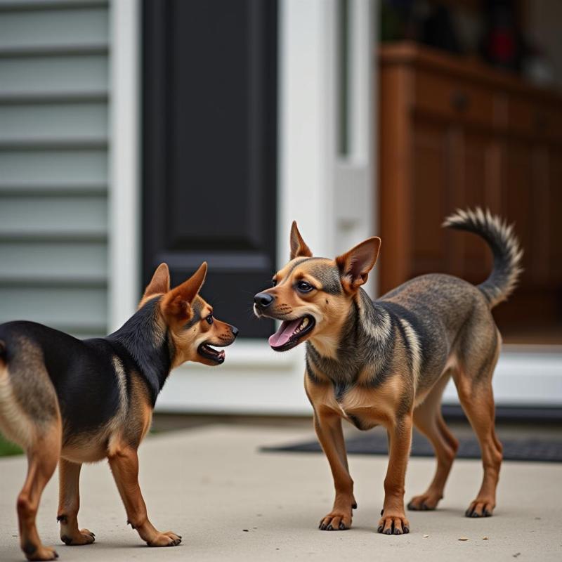 Dog barking at a delivery person