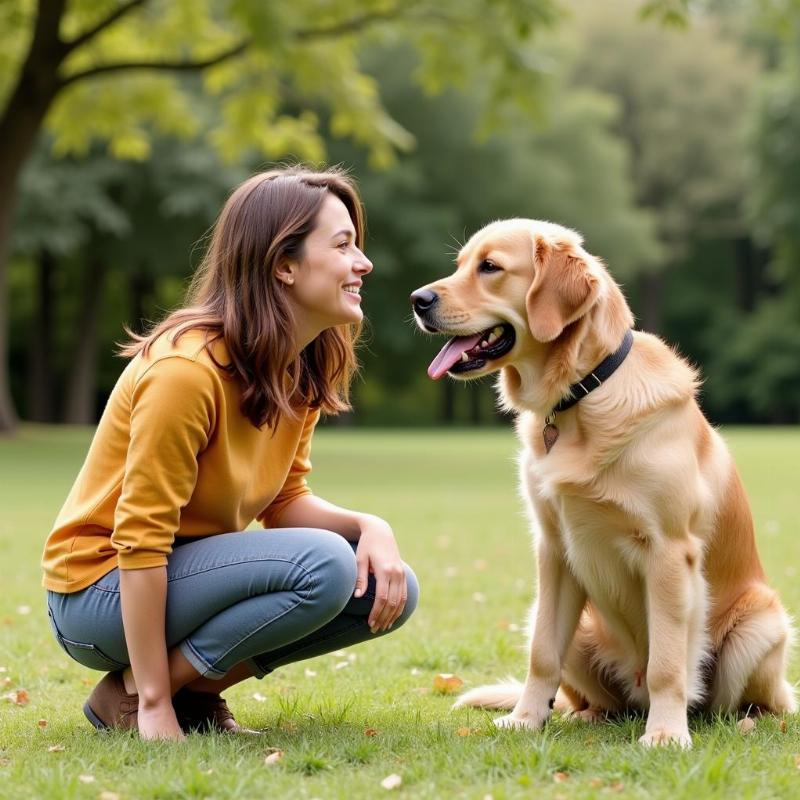 Dog owner calling the dog's nickname