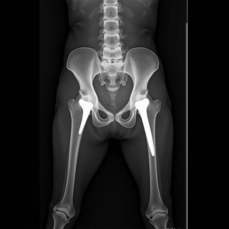 Dog x-ray of hip dysplasia showing arthritis