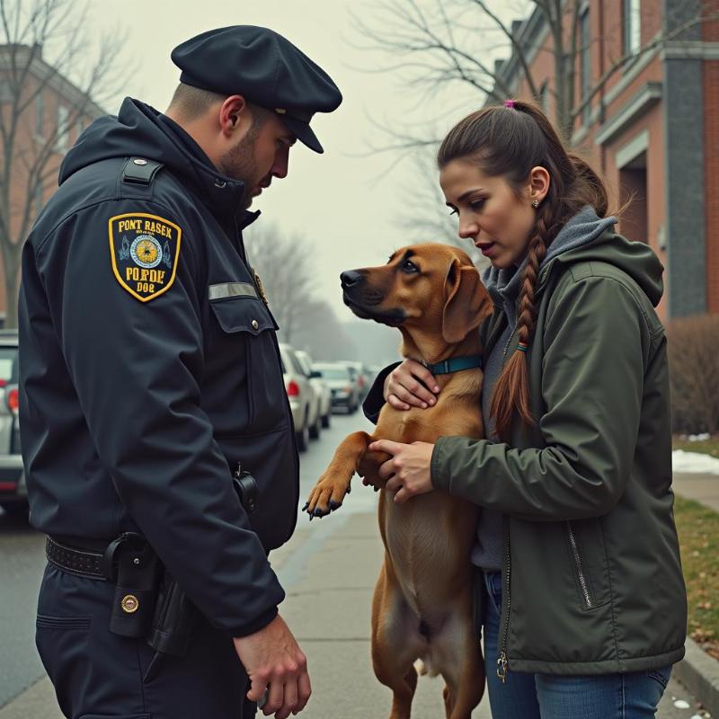 Dog owner talking to police