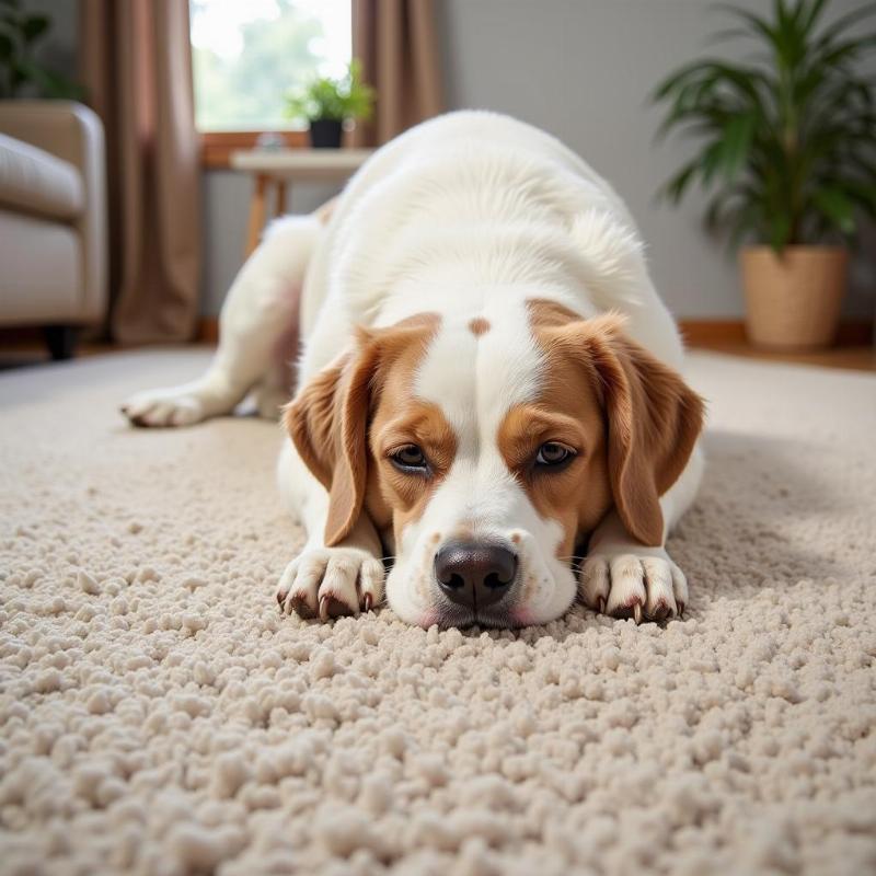 Cleaned carpet with lingering wet dog smell