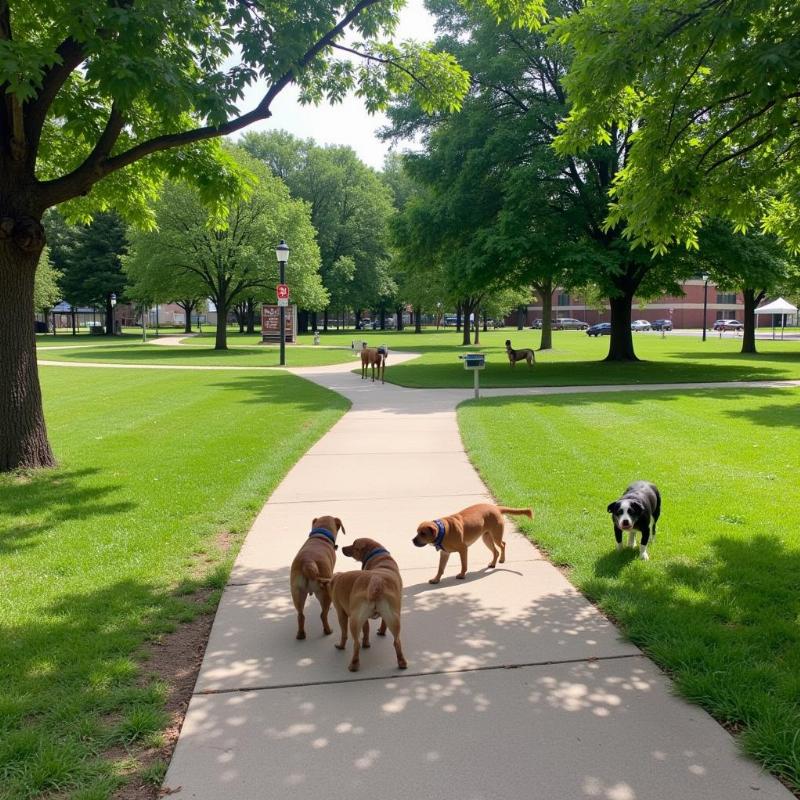 Dog park with walking paths