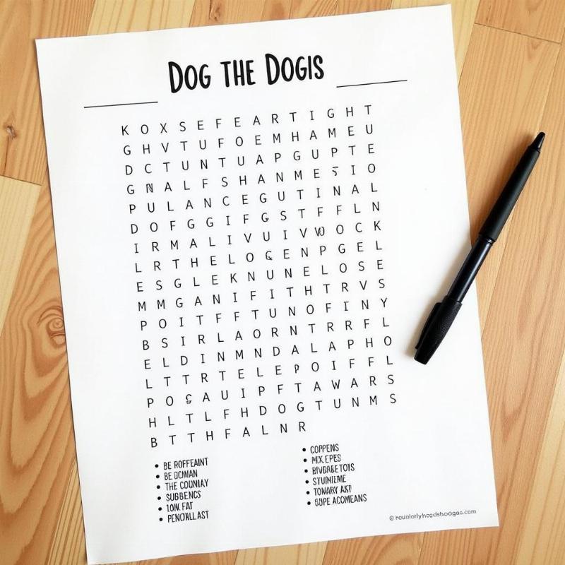 Custom Dog Word Search Puzzle