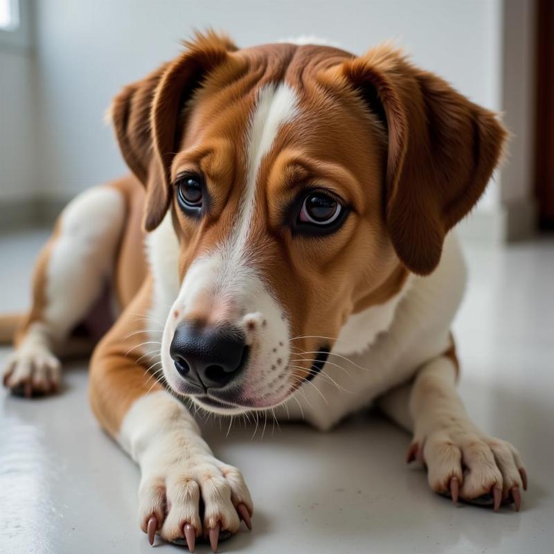 Dog with Diarrhea After Anesthesia Looking Worried