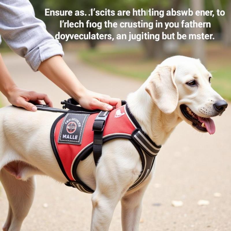 Adjusting a summer harness on a dog