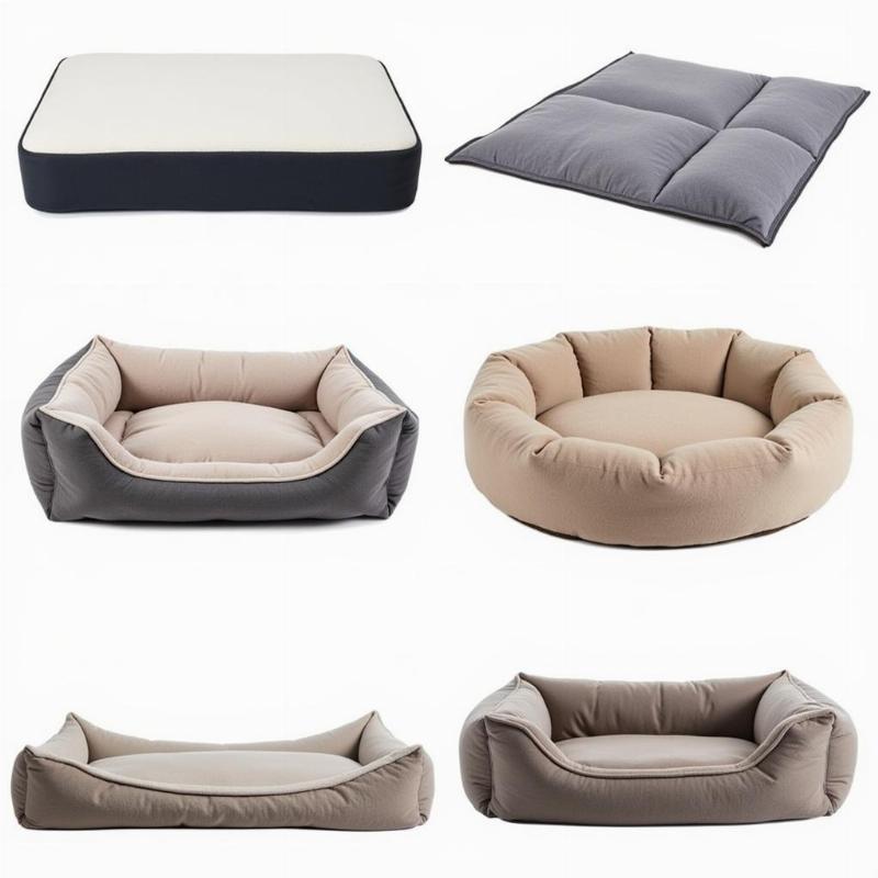 Various dog bed styles with removable cushions